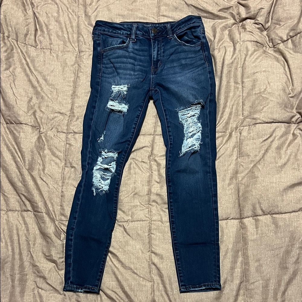 LikeNew American Eagle Outfitters Distressed Skinny Jeggings Jeans 8 Short